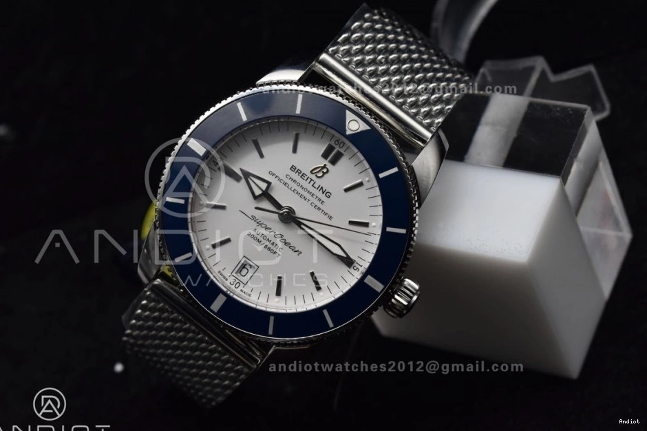 Bracelet Mesh BLSF Bezel SS White Dial II Heritage Ceramic A on 1186 SuperOcean SS Blue WellDesigned 42mm 0731